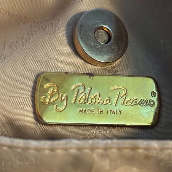 Vintage Paloma Picasso Cream Leather Cross Body Purse - Picture 6 of 8